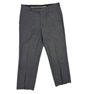 Bruno Saint Hilaire Dress Pants Mens Wool Trousers Grey Stretch 36x30